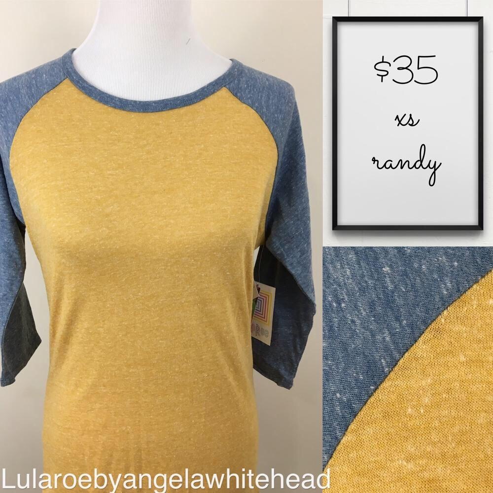 LuLaRoe Randy XS - Baseball tee NWT blue/yellow
